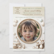Birthday Invitation with Squirrel Frame for Photo
