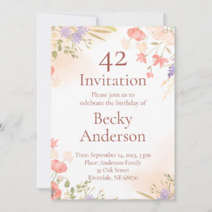 Birthday Invitation with Watercolor Flowers