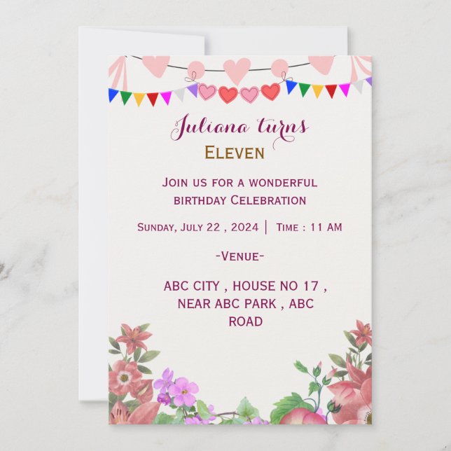 Birthday Invitations  (Front)