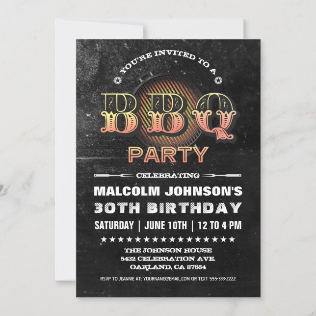 Birthday Invitations | BBQ Party (Front)