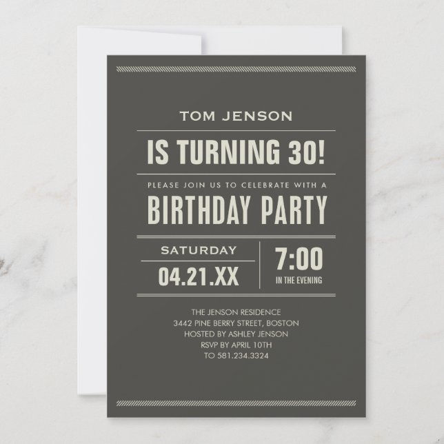 Birthday Invitations for Adults (Front)