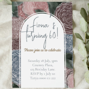 Birthday Invite in Deep Hued Florals