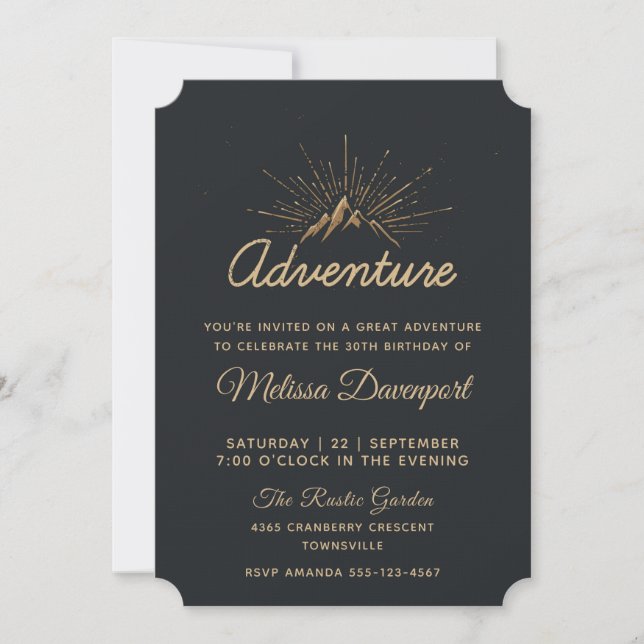 birthday invite template gold and black (Front)
