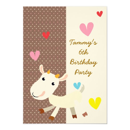 Birthday Invite with Cute Cartoon Goat