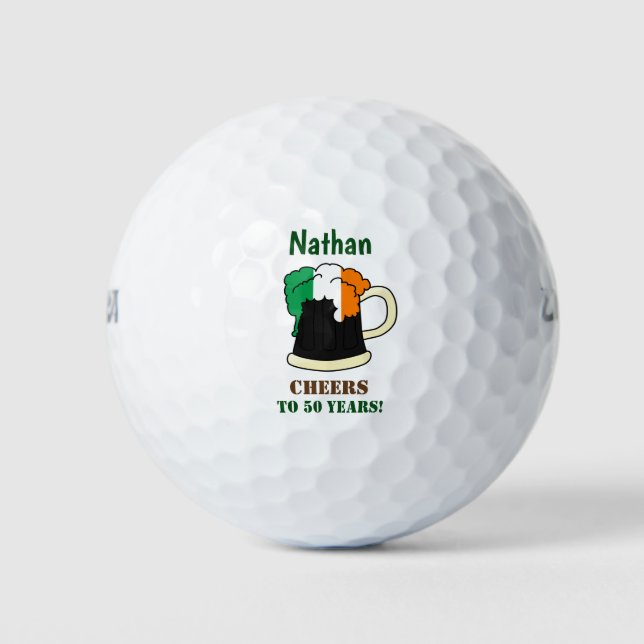Birthday Irish Flag Beer Cheers Golf Balls (Front)