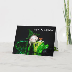 Birthday Irish Leprechaun and Beer Card