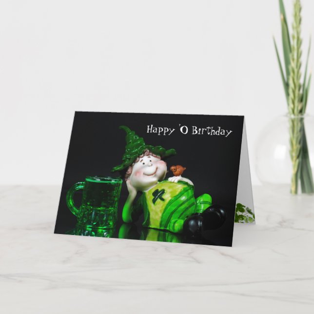 Birthday Irish Leprechaun and Beer Card (Front)