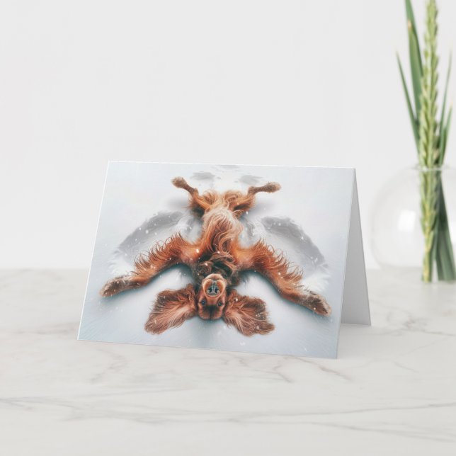 Birthday Irish Setter Snow Angel Card (Front)