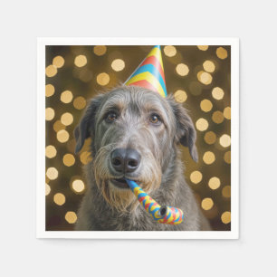Birthday Irish Wolfhound Dog With Party Hat Napkin