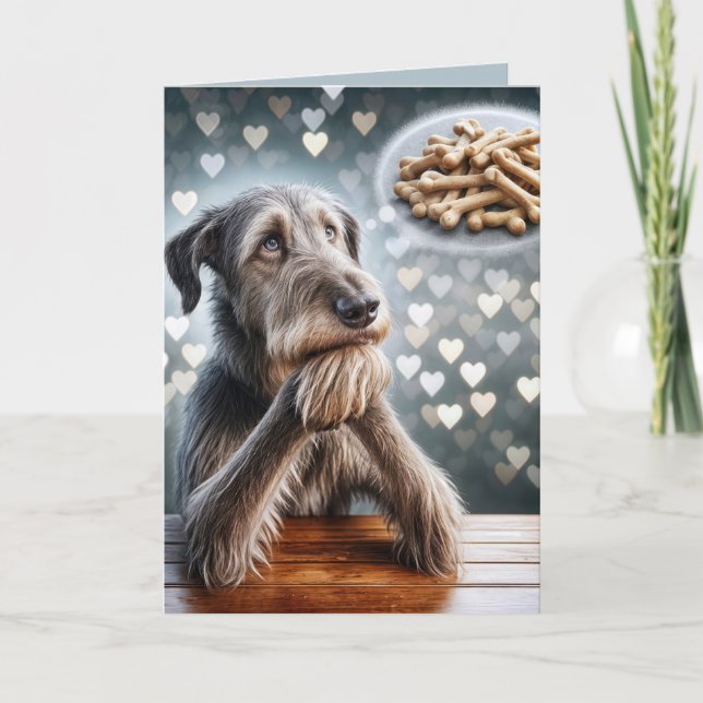 Birthday Irish Wolfhound Dreaming Of Bones Card (Front)
