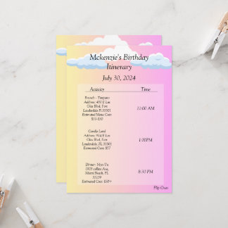 Birthday Itinerary  Invitation