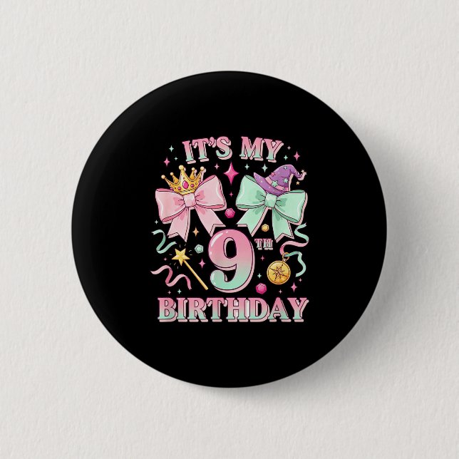 Birthday It's My 9th Birthday Cute Magical Princes 6 Cm Round Badge (Front)