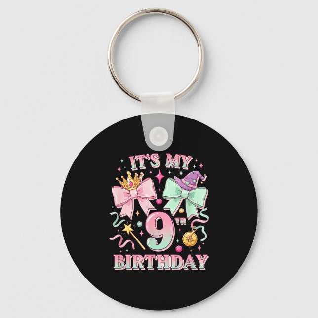 Birthday It's My 9th Birthday Cute Magical Princes Key Ring (Front)