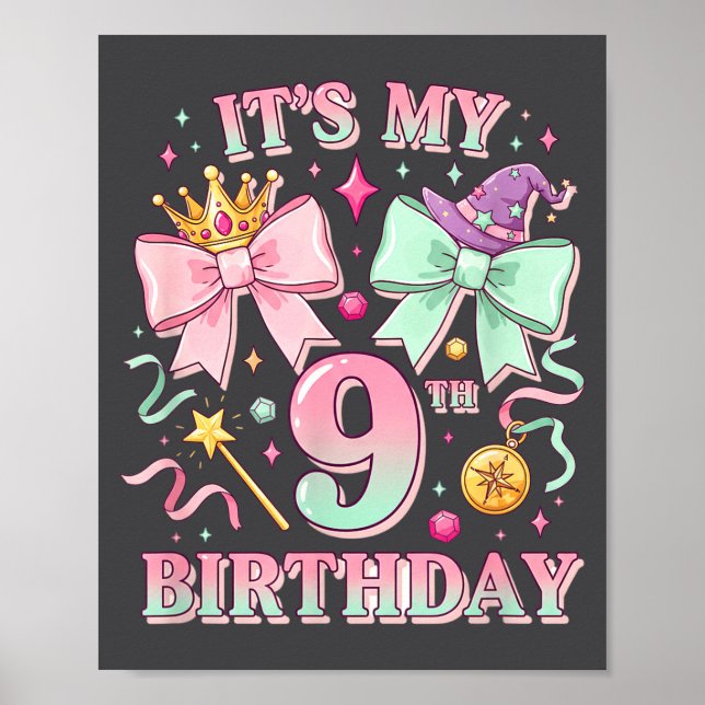 Birthday It's My 9th Birthday Cute Magical Princes Poster (Front)