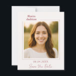 Birthday ivory rose gold photo Save the Date card<br><div class="desc">A soft ivory colored background,  rose gold text.  Personalize and add your photo and the details. 

1 sheet = 1 Save the Date printed edge to edge.</div>