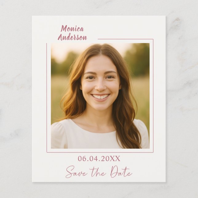 Birthday ivory rose gold photo Save the Date Flyer (Front)