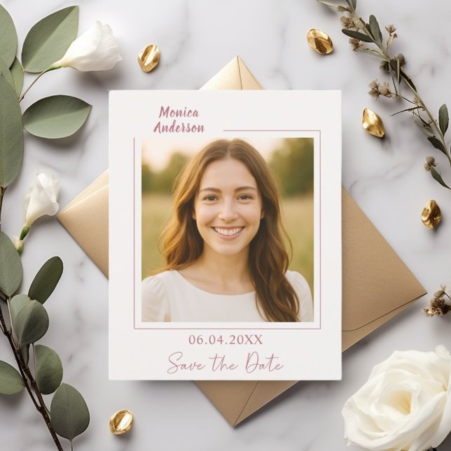 Birthday ivory rose gold photo Save the Date Flyer (Creator Uploaded)