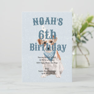Birthday Jack Russell Dog Age Blue Birthday  Invitation