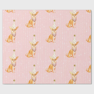 Birthday Jack Russell Dog Pink Party Hat Wrapping Paper