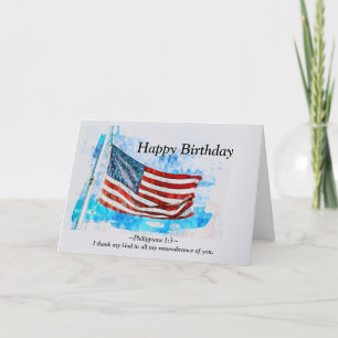 Birthday Jeremiah 29:11 Bible American Flag Card