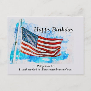 Birthday Jeremiah 29:11 Bible American Flag Postcard