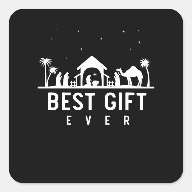 Birthday Jesus Nativity Religious Christmas Christ Square Sticker (Front)