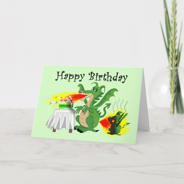 Birthday Joke Cartoon Style Dragons Card (Front)