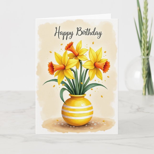 Birthday Joy Floral Vase Card (Front)