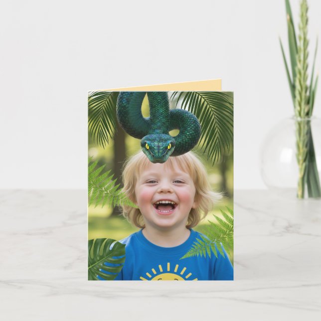 Birthday Jungle Snake Photo Card (Front)