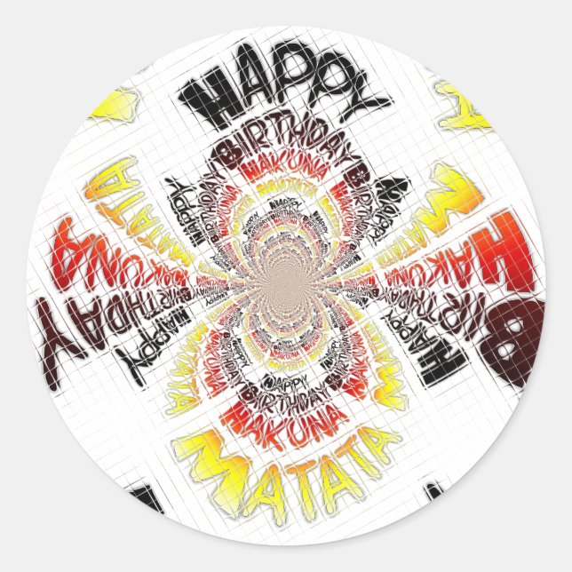 Birthday Kaleidoscope Art Print Classic Round Sticker (Front)
