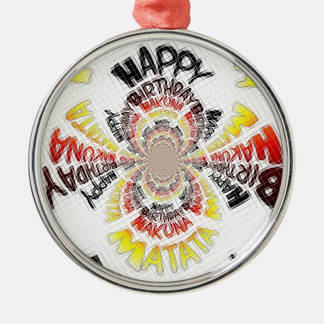 Birthday Kaleidoscope Art Print Metal Ornament (Front)
