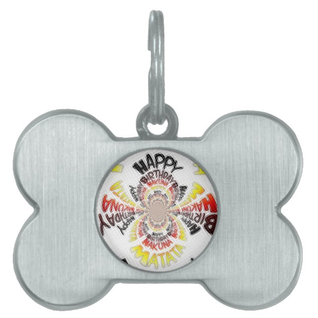 Birthday Kaleidoscope Art Print Pet Tag (Front)