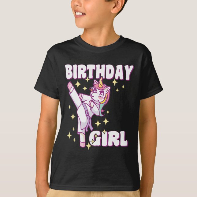 Birthday Karate Unicorn Girl  T-Shirt (Front)