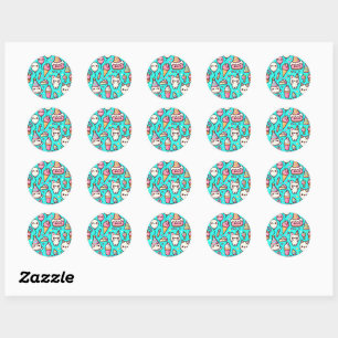 Birthday Kawaii Pattern Classic Round Sticker