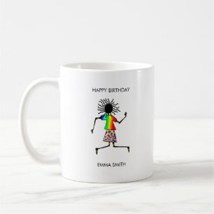 Birthday, Kenya African Art Happy Dance Girl Coffee Mug