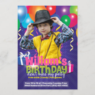 Birthday Kids Party Flyer Invitation