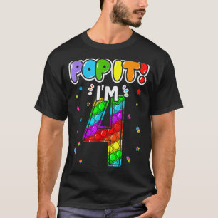 Birthday Kids Pop It I am 4 years old 4th Birthday T-Shirt