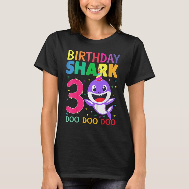 Birthday Kids Shark 3 Year Old 3rd Birthday Matchi T-Shirt (Front)