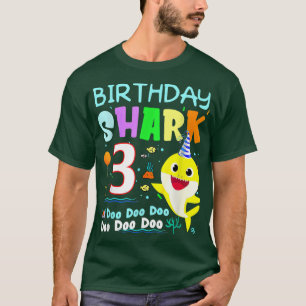 Birthday Kids Shark 3 Years Old 3rd Family T-Shirt