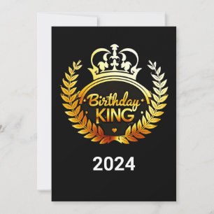 Birthday King 2024 Gold Crown Adult Bday Party Thank You Card