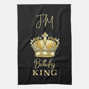 Birthday King Gold Crown Queen Luxury Monogram Tea Towel