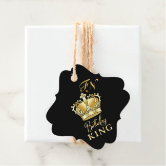 Birthday King Gold Crown Royal Monogram Luxury Favour Tags