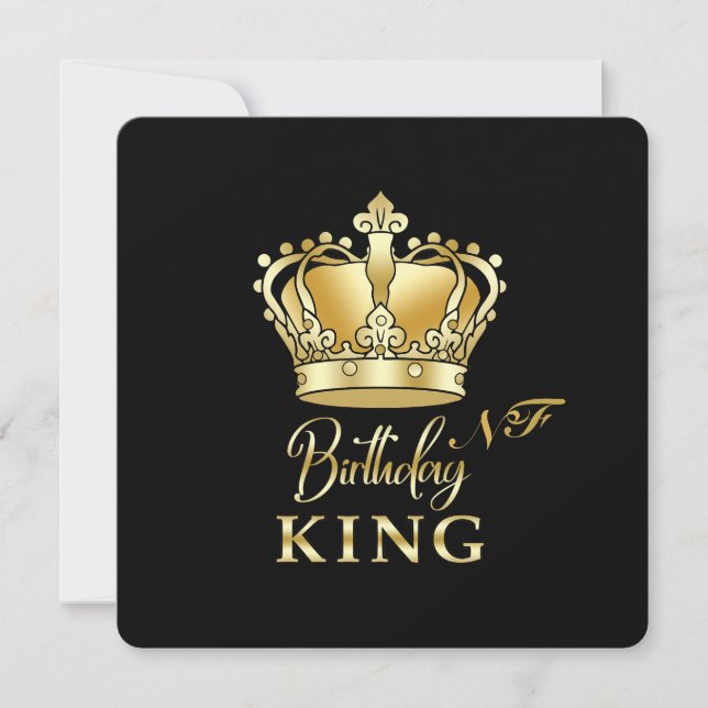 Birthday King Gold Crown Royal Monogram Luxury Invitation (Front)