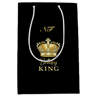 Birthday King Gold Crown Royal Monogram Luxury Medium Gift Bag