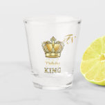 Birthday King Gold Crown Royal Monogram Luxury Shot Glass<br><div class="desc">Happy Birthday King Gold Crown Design. For a regal birthday celebration, these Gold Royal Crown shot glasses offer a luxurious, customizable gift option for men and boys. Featuring a gold glitter texture and royal crown design, they are well-suited for milestone events like a 13th Bar Mitzvah, graduations, or anniversaries. Personalized...</div>