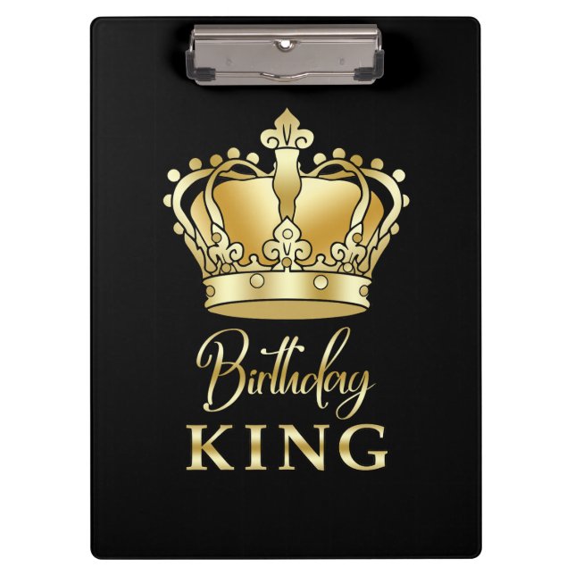 Birthday King Gold Crown Royal Queen Luxury Clipboard (Front)