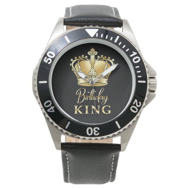 Birthday King Gold Crown Royal Queen Luxury Watch (Front)