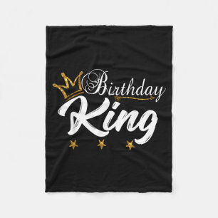 Birthday King Gold Crown Shirt For Boys And Men Fleece Blanket