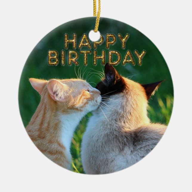 Birthday kiss ceramic tree decoration (Front)