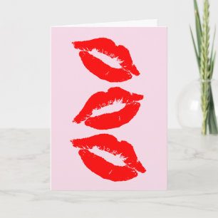 BIRTHDAY KISSES RED LIPS CARD